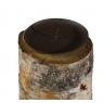 Birch wood and metal candle holders