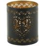 Round metal candle jar cabin mountain design