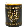 Round metal candle jar cabin mountain design