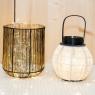 Round wood and cotton lantern