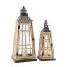 Fir wood and metal lanterns