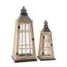 Fir wood and metal lanterns