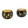 Black metal candle holder - Deer and Fir tree