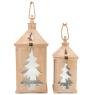 Lanterns in pine tree and metal