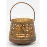 Patinated metal candle holder