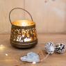 Patinated metal candle holder
