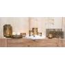 Patinated metal candle holder
