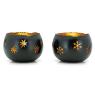 Lacquered metal candle holders