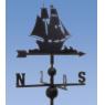 Wrought iron weather vane with boat design