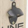 Medium wood and metal wall bottle opener