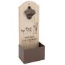 Bottle opener made of MDF and metal.