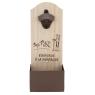 Bottle opener made of MDF and metal.