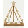 Pine wood and ceramic Christmas crib