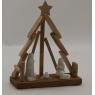 Pine wood and ceramic Christmas crib