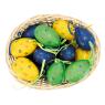 Split willow basket with 18 easter eggs