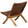 Teak and leather folding armchair