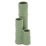 3 light green ceramic vases in bamboo design