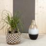 Black and white lacquered bamboo vase