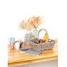 Grey pulut rattan basket with handle