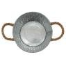 Round metal basket with white spots