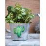 Square metal basket with cactus design