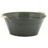 Round matt lacquered metal basket with 2 wooden handles