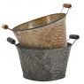 Round lacquered metal basket Leaves