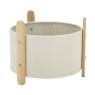 White lacquered metal and wood flower pot cover