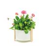 White lacquered metal and wood flower pot cover