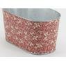 Red lacquered metal ovale basket - Holly design