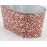 Red lacquered metal ovale basket - Holly design