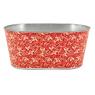 Red lacquered metal ovale basket - Holly design