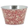 Red lacquered metal round basket - Holly design