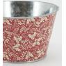 Red lacquered metal round basket - Holly design