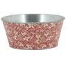 Red lacquered metal round basket - Holly design