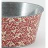 Red lacquered metal round basket - Holly design
