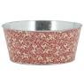 Red lacquered metal round basket - Holly design