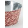 Red lacquered metal round basket - Holly design