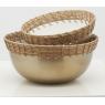 Baskets in metal and rattan