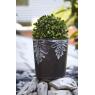 Patinated metal flower pot cover in 3 assorted colors
