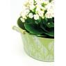 Round lacquered metal embossed basket Leaves