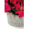 Round lacquered metal embossed basket Leaves
