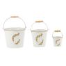 White lacquered metal floral containers