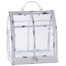 White antique metal and plexiglass greenhouse