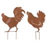 Hen and rooster in metal