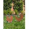 Hen and rooster in metal