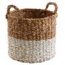 Natural and white seagrass pot covers