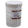 Panier à linge avec corbeilles en éclisse laquée blanche