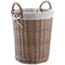 Stained willow and cotton laundry basket