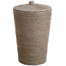 Whitewashed rattan laundry basket